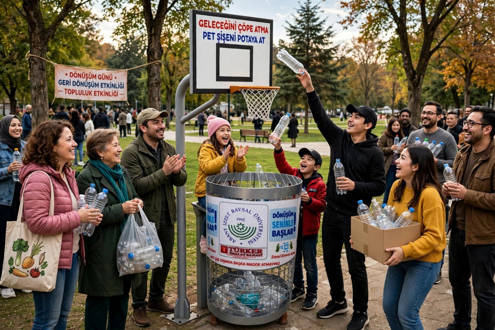 Geri Dönüşüm Çöp Sepeti Patolu 150+55cm ebatlarında