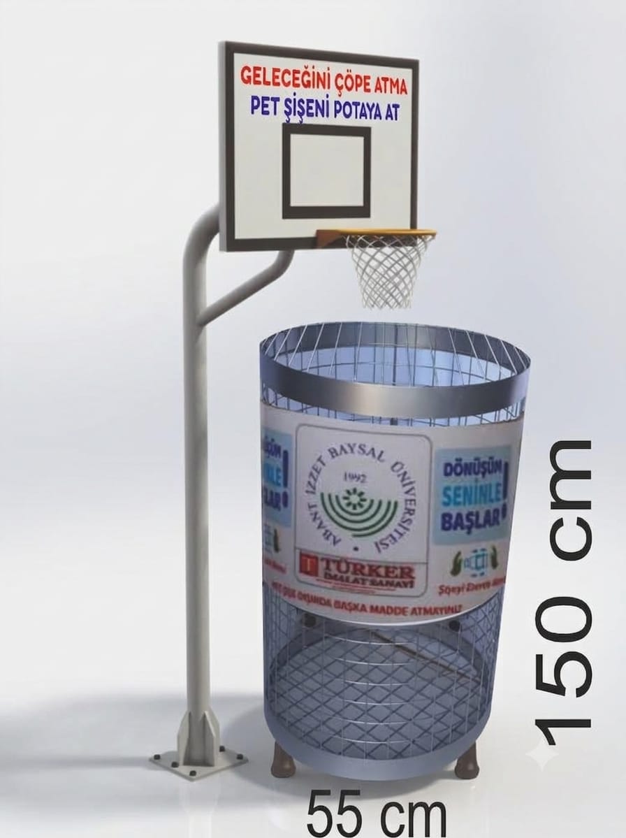 Geri Dönüşüm Çöp Sepeti Patolu 150+55cm ebatlarında